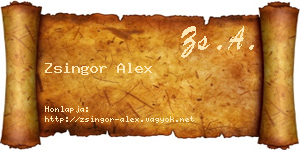 Zsingor Alex névjegykártya